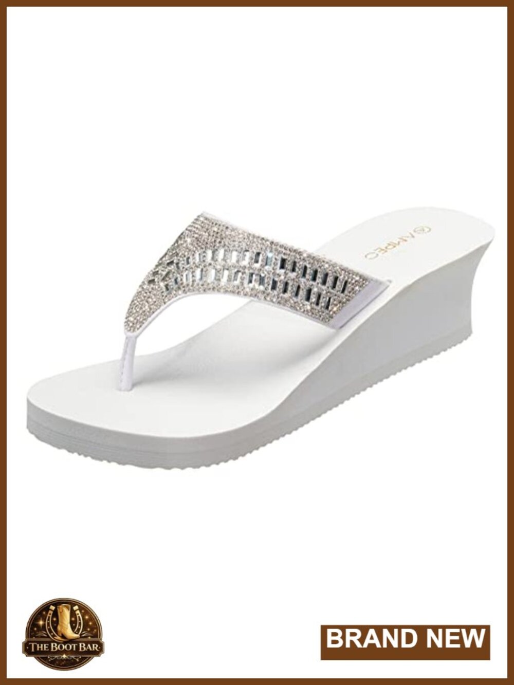 Wedge Sandals Rhinestone Thong Platform Flip Flops with Arch Support